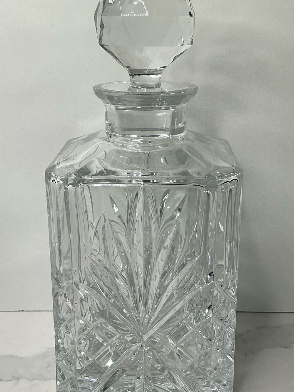 Mikasa Crystal Cavannah Square Decanter Czech Republic Bohemian 10" Whiskey Bar